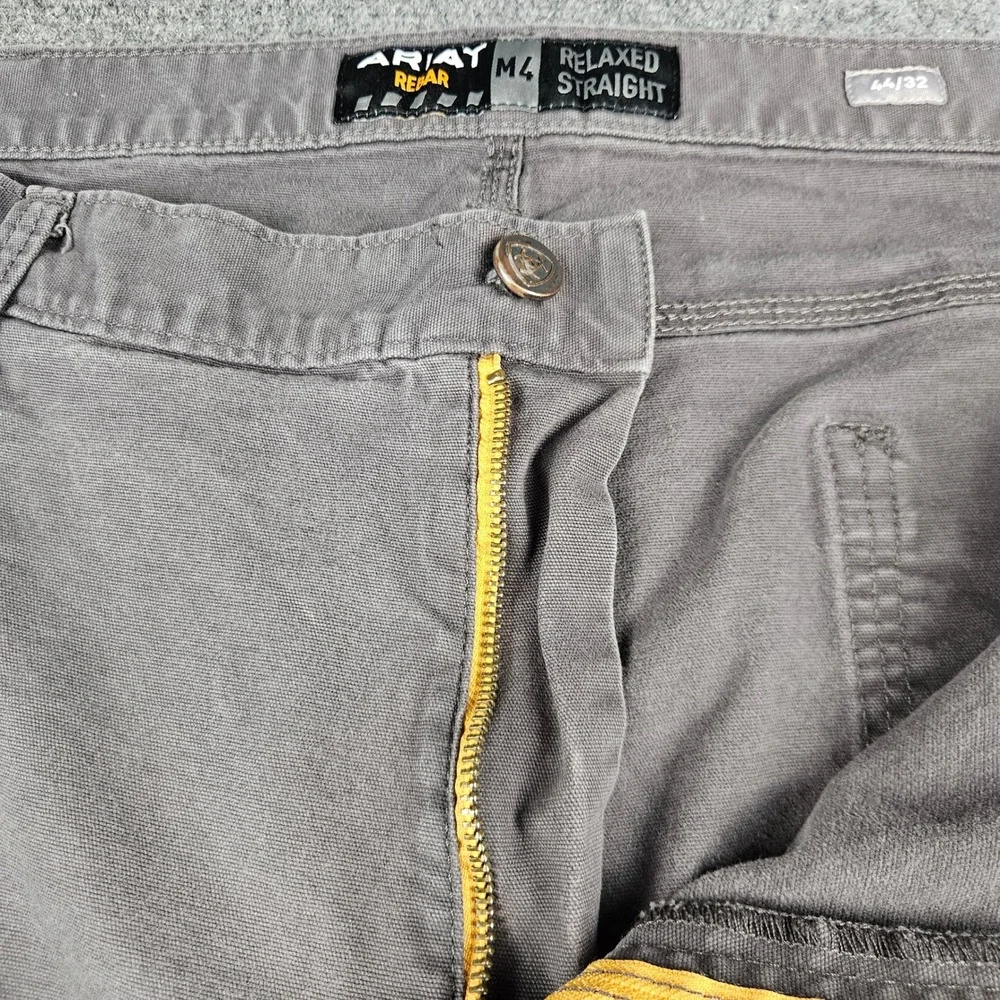 Ariat Rebar M4 Relaxed‎ Straight Grey Canvas Work Pants Mens 44x32 (Measures 30)